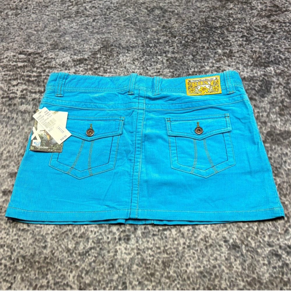 NWT Vintage Roxy Skirt Corduroy Womens 7 (33") Blue Mini Micro Preppy Y2K